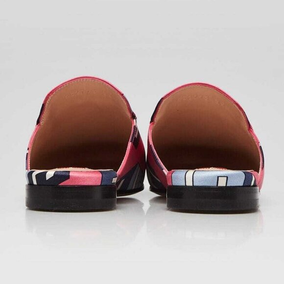 Gucci Pink/Blue G Printed Satin Princetown Mule Flats Size 4.5/35 - Picture 4 of 5